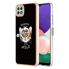 Custodia Silicone Gel Morbida Fantasia Modello Cover con Anello Supporto YB2 per Samsung Galaxy A22 5G Multicolore