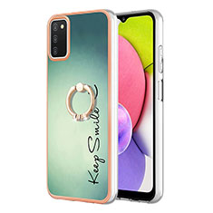 Custodia Silicone Gel Morbida Fantasia Modello Cover con Anello Supporto YB2 per Samsung Galaxy M02s Verde