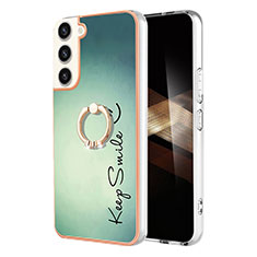 Custodia Silicone Gel Morbida Fantasia Modello Cover con Anello Supporto YB2 per Samsung Galaxy S24 5G Verde