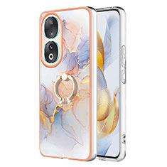 Custodia Silicone Gel Morbida Fantasia Modello Cover con Anello Supporto YB3 per Huawei Honor 90 5G Lavanda