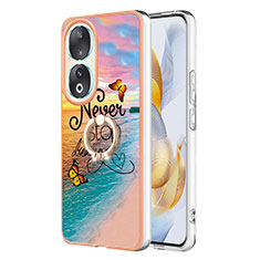 Custodia Silicone Gel Morbida Fantasia Modello Cover con Anello Supporto YB3 per Huawei Honor 90 5G Multicolore