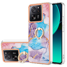 Custodia Silicone Gel Morbida Fantasia Modello Cover con Anello Supporto YB3 per Xiaomi Mi 13T 5G Blu