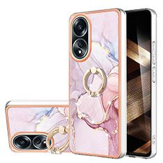 Custodia Silicone Gel Morbida Fantasia Modello Cover con Anello Supporto YB5 per Oppo A58 4G Rosa