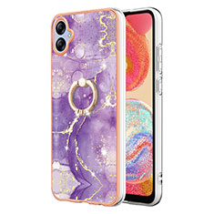 Custodia Silicone Gel Morbida Fantasia Modello Cover con Anello Supporto YB5 per Samsung Galaxy A04E Viola