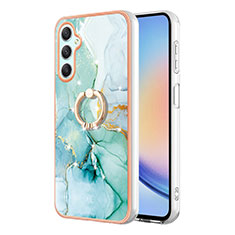 Custodia Silicone Gel Morbida Fantasia Modello Cover con Anello Supporto YB5 per Samsung Galaxy A24 4G Verde