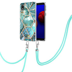 Custodia Silicone Gel Morbida Fantasia Modello Cover con Cinghia Cordino Mano Y01B per Samsung Galaxy A01 Core Verde