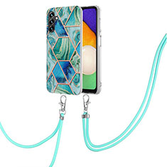 Custodia Silicone Gel Morbida Fantasia Modello Cover con Cinghia Cordino Mano Y01B per Samsung Galaxy A13 5G Verde