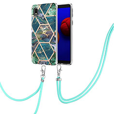 Custodia Silicone Gel Morbida Fantasia Modello Cover con Cinghia Cordino Mano Y01B per Samsung Galaxy M01 Core Verde Notte