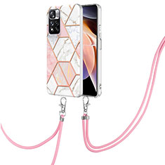 Custodia Silicone Gel Morbida Fantasia Modello Cover con Cinghia Cordino Mano Y01B per Xiaomi Mi 11i 5G (2022) Rosa