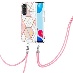 Custodia Silicone Gel Morbida Fantasia Modello Cover con Cinghia Cordino Mano Y01B per Xiaomi Redmi Note 11 4G (2022) Rosa