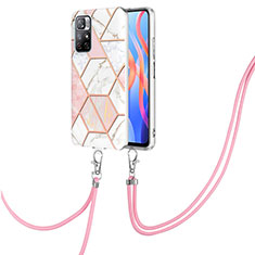 Custodia Silicone Gel Morbida Fantasia Modello Cover con Cinghia Cordino Mano Y01B per Xiaomi Redmi Note 11 5G Rosa
