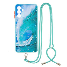 Custodia Silicone Gel Morbida Fantasia Modello Cover con Cinghia Cordino Mano Y01X per Samsung Galaxy A04s Verde