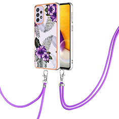 Custodia Silicone Gel Morbida Fantasia Modello Cover con Cinghia Cordino Mano Y03B per Samsung Galaxy A33 5G Viola