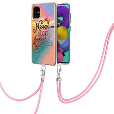 Custodia Silicone Gel Morbida Fantasia Modello Cover con Cinghia Cordino Mano Y03B per Samsung Galaxy A51 4G Multicolore