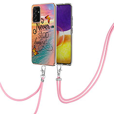 Custodia Silicone Gel Morbida Fantasia Modello Cover con Cinghia Cordino Mano Y03B per Samsung Galaxy A82 5G Multicolore