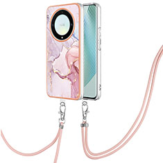 Custodia Silicone Gel Morbida Fantasia Modello Cover con Cinghia Cordino Mano Y05B per Huawei Honor Magic5 Lite 5G Rosa