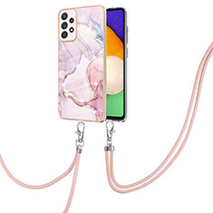 Custodia Silicone Gel Morbida Fantasia Modello Cover con Cinghia Cordino Mano Y05B per Samsung Galaxy A52s 5G Rosa