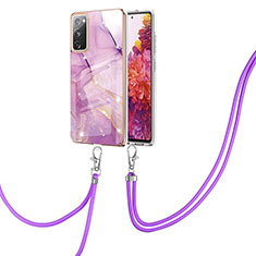 Custodia Silicone Gel Morbida Fantasia Modello Cover con Cinghia Cordino Mano Y05B per Samsung Galaxy S20 Lite 5G Lavanda