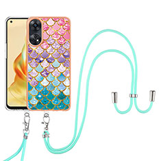 Custodia Silicone Gel Morbida Fantasia Modello Cover con Cinghia Cordino Mano YB3 per Oppo Reno8 T 4G Colorato