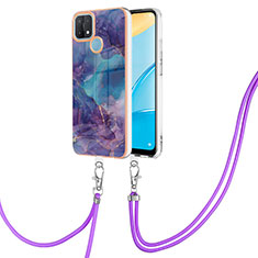 Custodia Silicone Gel Morbida Fantasia Modello Cover con Cinghia Cordino Mano YB7 per Oppo A15 Viola