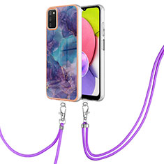 Custodia Silicone Gel Morbida Fantasia Modello Cover con Cinghia Cordino Mano YB7 per Samsung Galaxy A02s Viola