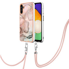Custodia Silicone Gel Morbida Fantasia Modello Cover con Cinghia Cordino Mano YB7 per Samsung Galaxy A04s Rosa