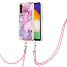 Custodia Silicone Gel Morbida Fantasia Modello Cover con Cinghia Cordino Mano YB7 per Samsung Galaxy A13 5G Lavanda