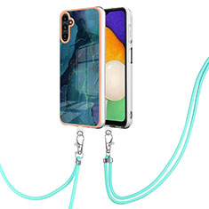 Custodia Silicone Gel Morbida Fantasia Modello Cover con Cinghia Cordino Mano YB7 per Samsung Galaxy A13 5G Verde