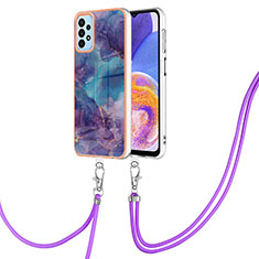 Custodia Silicone Gel Morbida Fantasia Modello Cover con Cinghia Cordino Mano YB7 per Samsung Galaxy A23 5G Viola