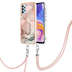 Custodia Silicone Gel Morbida Fantasia Modello Cover con Cinghia Cordino Mano YB7 per Samsung Galaxy A32 5G Rosa