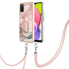 Custodia Silicone Gel Morbida Fantasia Modello Cover con Cinghia Cordino Mano YB7 per Samsung Galaxy M02s Rosa