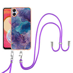 Custodia Silicone Gel Morbida Fantasia Modello Cover con Cinghia Cordino Mano YB7 per Samsung Galaxy M04 Viola