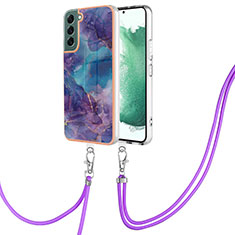 Custodia Silicone Gel Morbida Fantasia Modello Cover con Cinghia Cordino Mano YB7 per Samsung Galaxy S22 Plus 5G Viola