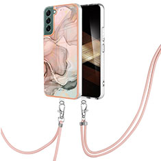 Custodia Silicone Gel Morbida Fantasia Modello Cover con Cinghia Cordino Mano YB7 per Samsung Galaxy S24 5G Rosa