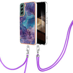 Custodia Silicone Gel Morbida Fantasia Modello Cover con Cinghia Cordino Mano YB7 per Samsung Galaxy S24 5G Viola