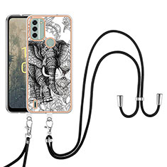 Custodia Silicone Gel Morbida Fantasia Modello Cover con Cinghia Cordino Mano YB8 per Nokia C31 Grigio