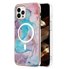 Custodia Silicone Gel Morbida Fantasia Modello Cover con Mag-Safe Magnetic per Apple iPhone 13 Pro Blu