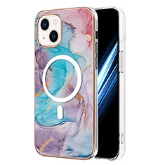 Custodia Silicone Gel Morbida Fantasia Modello Cover con Mag-Safe Magnetic per Apple iPhone 14 Plus Blu