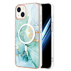 Custodia Silicone Gel Morbida Fantasia Modello Cover con Mag-Safe Magnetic per Apple iPhone 15 Plus Verde