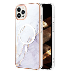 Custodia Silicone Gel Morbida Fantasia Modello Cover con Mag-Safe Magnetic per Apple iPhone 15 Pro Bianco
