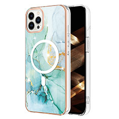 Custodia Silicone Gel Morbida Fantasia Modello Cover con Mag-Safe Magnetic per Apple iPhone 15 Pro Max Verde