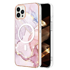 Custodia Silicone Gel Morbida Fantasia Modello Cover con Mag-Safe Magnetic per Apple iPhone 15 Pro Rosa