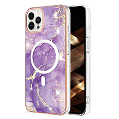 Custodia Silicone Gel Morbida Fantasia Modello Cover con Mag-Safe Magnetic per Apple iPhone 15 Pro Viola