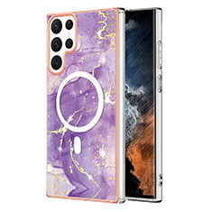 Custodia Silicone Gel Morbida Fantasia Modello Cover con Mag-Safe Magnetic per Samsung Galaxy S22 Ultra 5G Viola