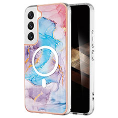 Custodia Silicone Gel Morbida Fantasia Modello Cover con Mag-Safe Magnetic per Samsung Galaxy S24 Plus 5G Blu