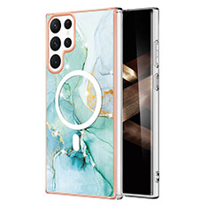 Custodia Silicone Gel Morbida Fantasia Modello Cover con Mag-Safe Magnetic per Samsung Galaxy S24 Ultra 5G Verde