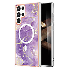 Custodia Silicone Gel Morbida Fantasia Modello Cover con Mag-Safe Magnetic per Samsung Galaxy S24 Ultra 5G Viola