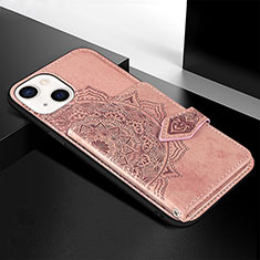 Custodia Silicone Gel Morbida Fantasia Modello Cover S02 per Apple iPhone 14 Oro Rosa