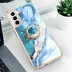 Custodia Silicone Gel Morbida Fantasia Modello Cover S02 per Samsung Galaxy S21 Plus 5G Blu