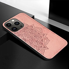 Custodia Silicone Gel Morbida Fantasia Modello Cover S05 per Apple iPhone 14 Pro Oro Rosa